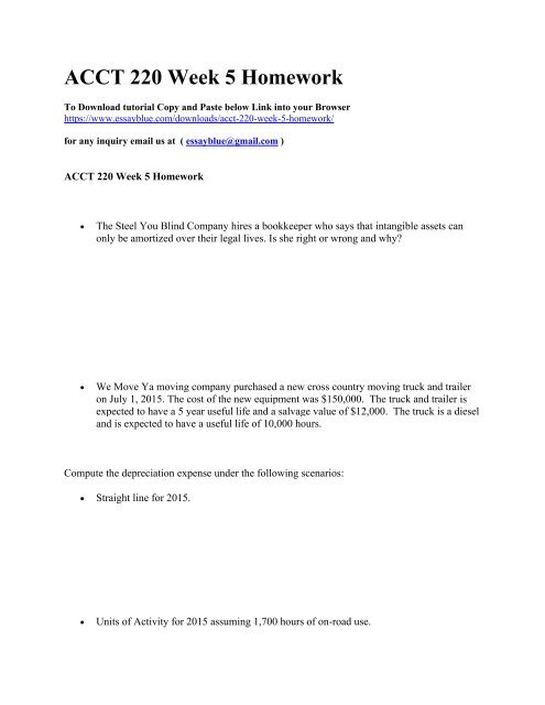 ACCT 220 Week 5 Homework