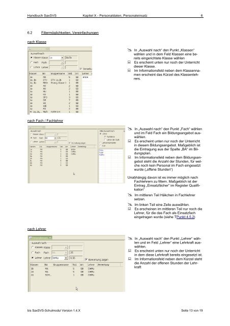 Kapitel X - Personaldaten, Personaleinsatz