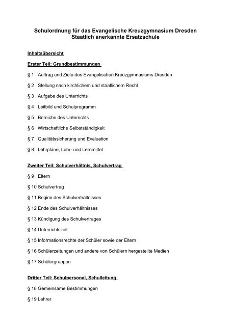 Schulordnung für das Evangelische Kreuzgymnasium Dresden ...