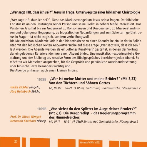 Programm 2|2012 - Melanchthon-Akademie