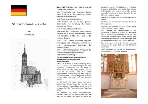 St. Bartholomäi – Kirche - Kirchgemeinde Altenburg