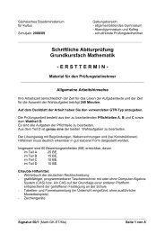 Schriftliche Abiturprüfung Grundkursfach Mathematik - ERSTTERMIN