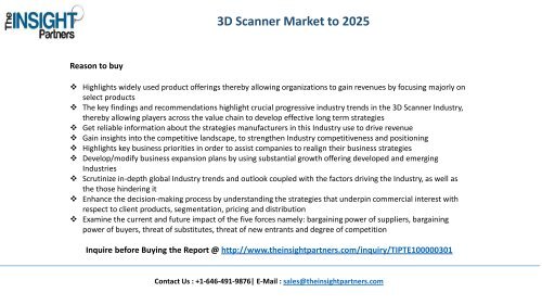 Global 3D Scanner Industry Share, Size, Growth & Forecast 2025 |The Insight Partners