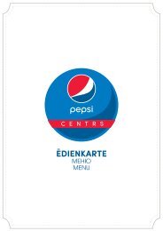 Pepsi Centrs ēdienkarte