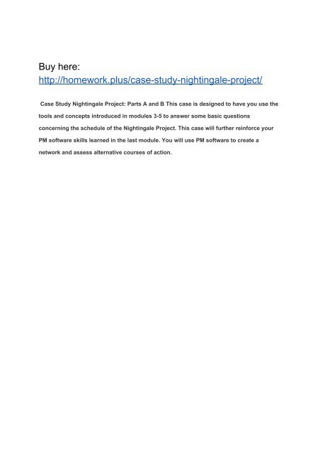 Case Study Nightingale Project