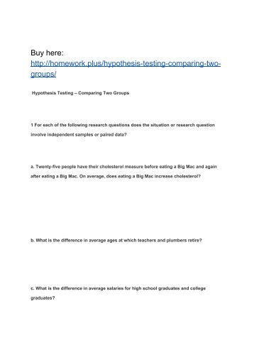 Hypothesis Testing – Comparing Two Groups