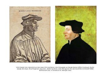 Ulrich Zwingli, Links: Holzschnitt von Hans Asper 1531 (erschienen ...
