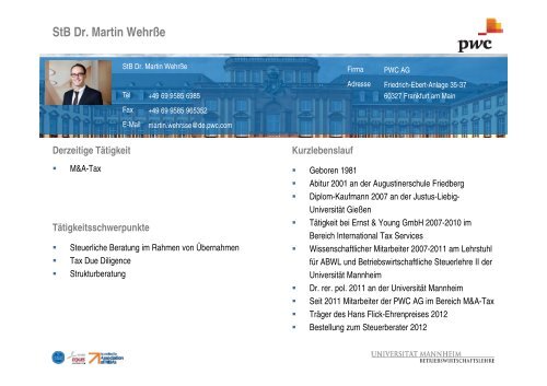 StB Dr. Martin Wehrße - Spengel - Universität Mannheim