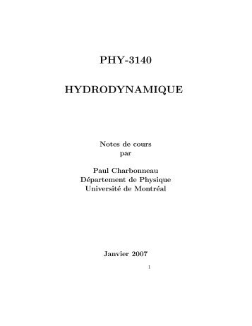 PHY-3140 HYDRODYNAMIQUE - Université de Montréal