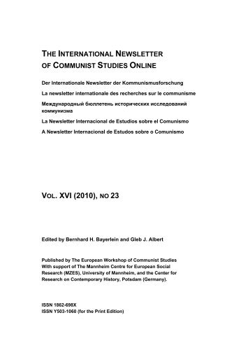 VOL. XVI (2010), NO 23 - The International Newsletter of Communist ...