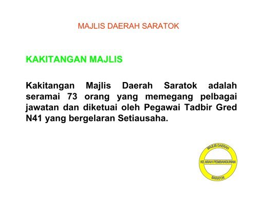 taklimat bersama yang berhormat - Majlis Daerah Saratok