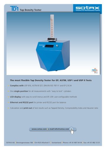 Tap Density Tester - Sotax