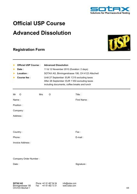 Official USP Course - Sotax