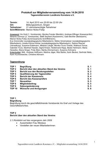 Protokoll zur Mitgliederversammlung vom 14.04.2010