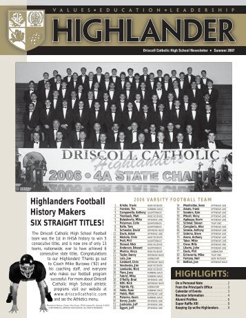 Highlanders Football History Makers - Driscoll Catholic High School