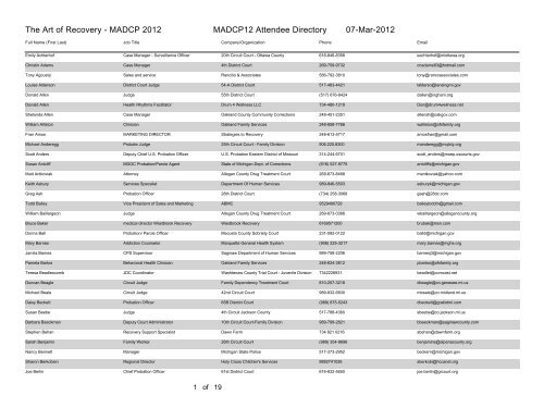 The Art of Recovery - MADCP 2012 MADCP12 Attendee Directory ...