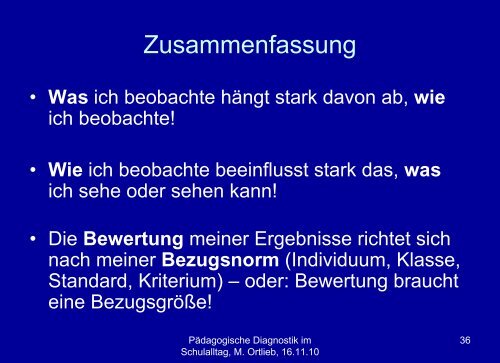 Pädagogische Diagnostik oder - Diagnostik im Schulalltag