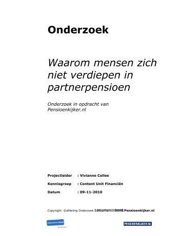 Onderzoek Waarom mensen zich niet verdiepen ... - Pensioenkijker.nl