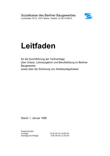 Leitfaden - Sozialkasse des Berliner Baugewerbes