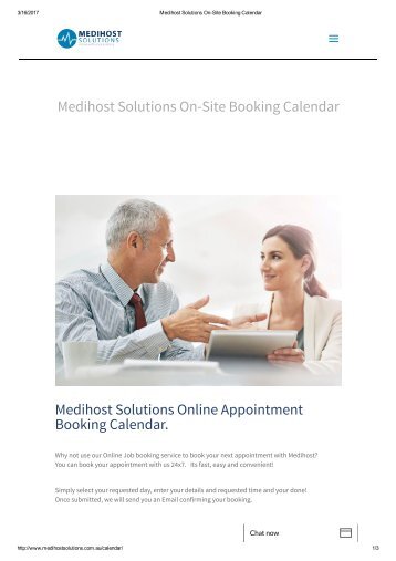 Medihost Solutions On-Site Booking Calendar