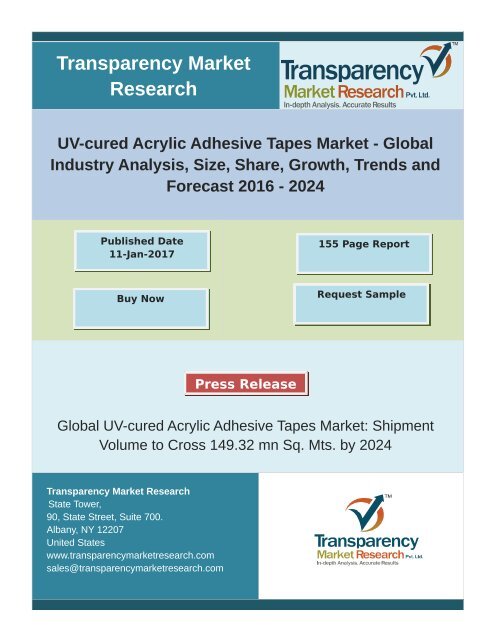 UV-cured Acrylic Adhesive Tapes Market -Global Industry Analysis,Trends and Forecast 2024