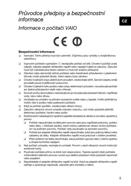 Sony SVE1711L1E - SVE1711L1E Documents de garantie Tch&egrave;que