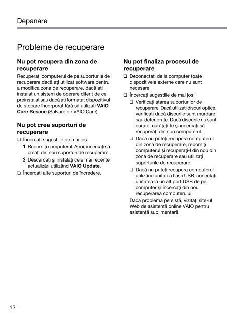 Sony VPCEJ2B1E - VPCEJ2B1E Guide de d&eacute;pannage Roumain