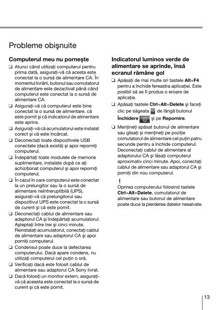 Sony VPCEJ2B1E - VPCEJ2B1E Guide de d&eacute;pannage Roumain