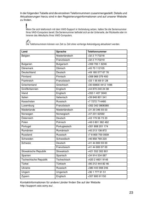 Sony VPCEJ2B1E - VPCEJ2B1E Documents de garantie Allemand