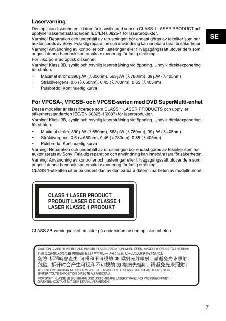 Sony VPCEJ2B1E - VPCEJ2B1E Documents de garantie Norv&eacute;gien