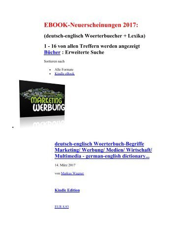 Neuerscheinungen 2017: ebooks deutsch-englisch Woerterbuecher + Lexika