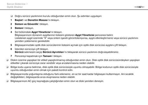 Sony VGN-FW54E - VGN-FW54E Mode d'emploi Turc