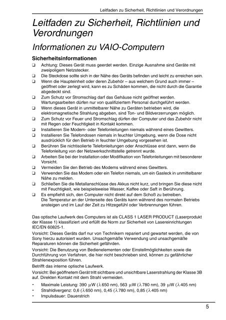 Sony VGN-FW54E - VGN-FW54E Documents de garantie Allemand