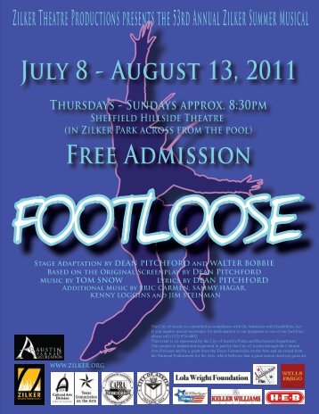 Footloose Souvenir Program - Zilker Theatre Productions