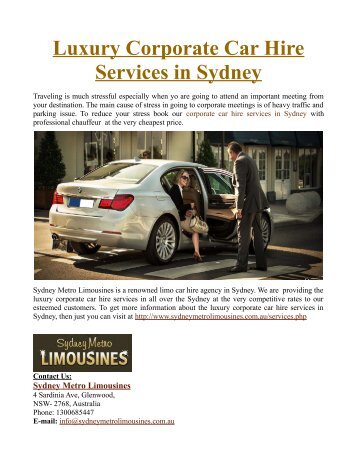 Luxury Corporate Car Hire Services in Sydney