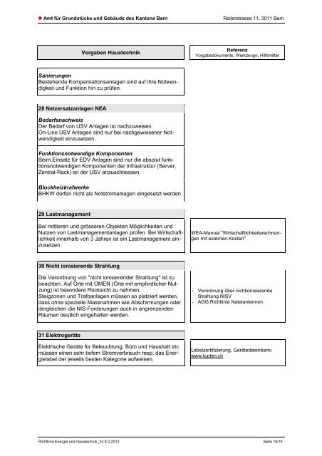 Richtlinie Energie und Haustechnik - Kanton Bern