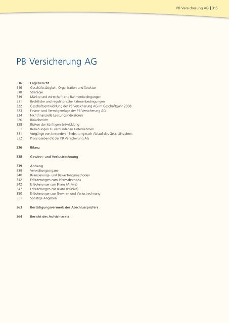 Geschäftsbericht 2008 - PB Versicherungen