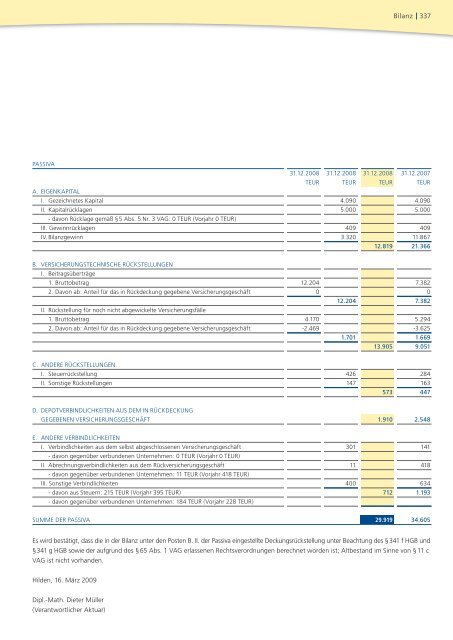 Geschäftsbericht 2008 - PB Versicherungen