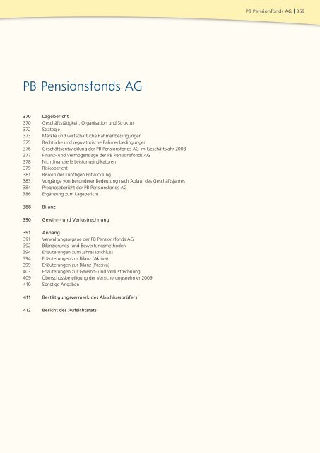 Geschäftsbericht 2008 - PB Versicherungen