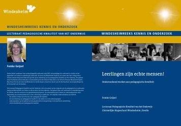 Leerlingen zijn echte mensen! - Windesheim