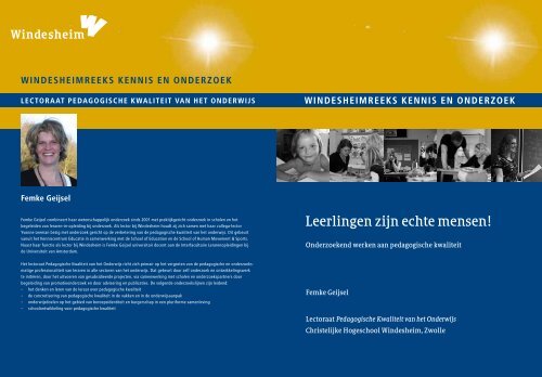 Leerlingen zijn echte mensen! - Windesheim