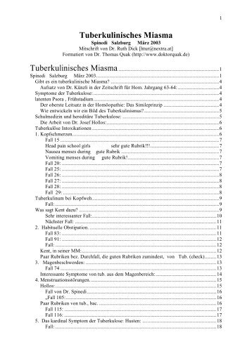 Tuberkulinisches Miasma - Dr. med. Thomas Quak