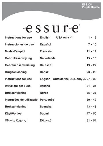 Instructions for use English USA only 1 - 6 ... - EssureMD.com