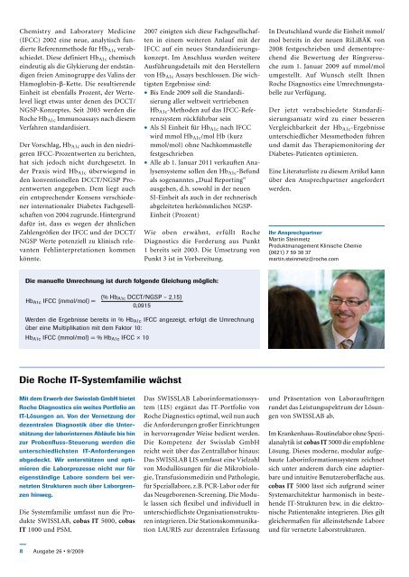 Newsletter der Roche Diagnostics GmbH - Roche in Deutschland