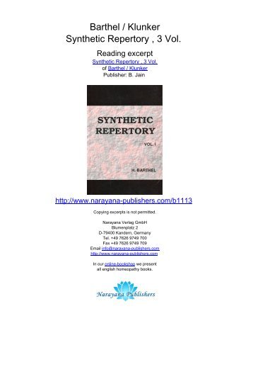 Synthetic Repertory , 3 Vol. - Homeopathy books, Narayana ...