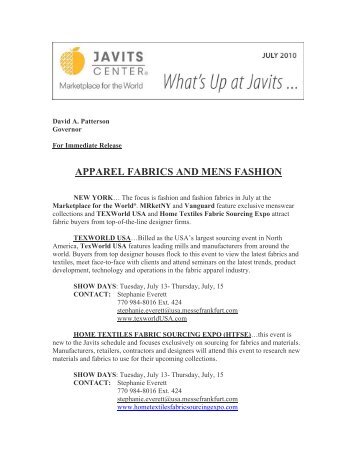 APPAREL FABRICS AND MENS FASHION - Javits Center