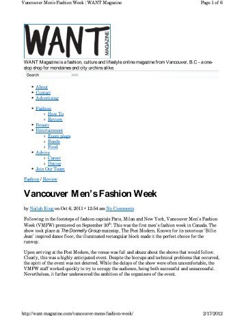 Vancouver Men's Fashion Week