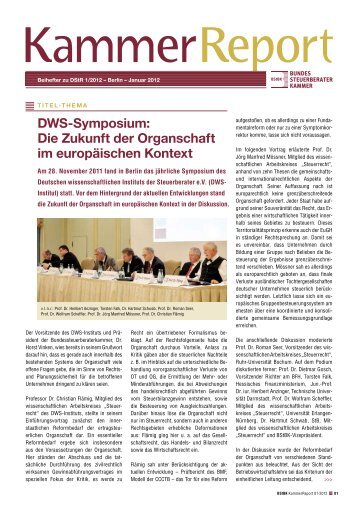 DWS-Symposium - Bundessteuerberaterkammer