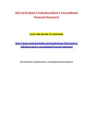 ACG 5216 Week 3 Individual Work 1 Consolidated Financial Statement