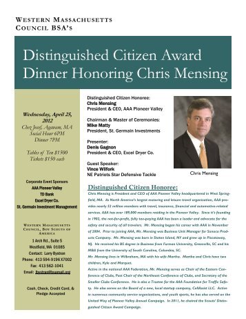 Distinguished Citizen Award Dinner Honoring Chris Mensing